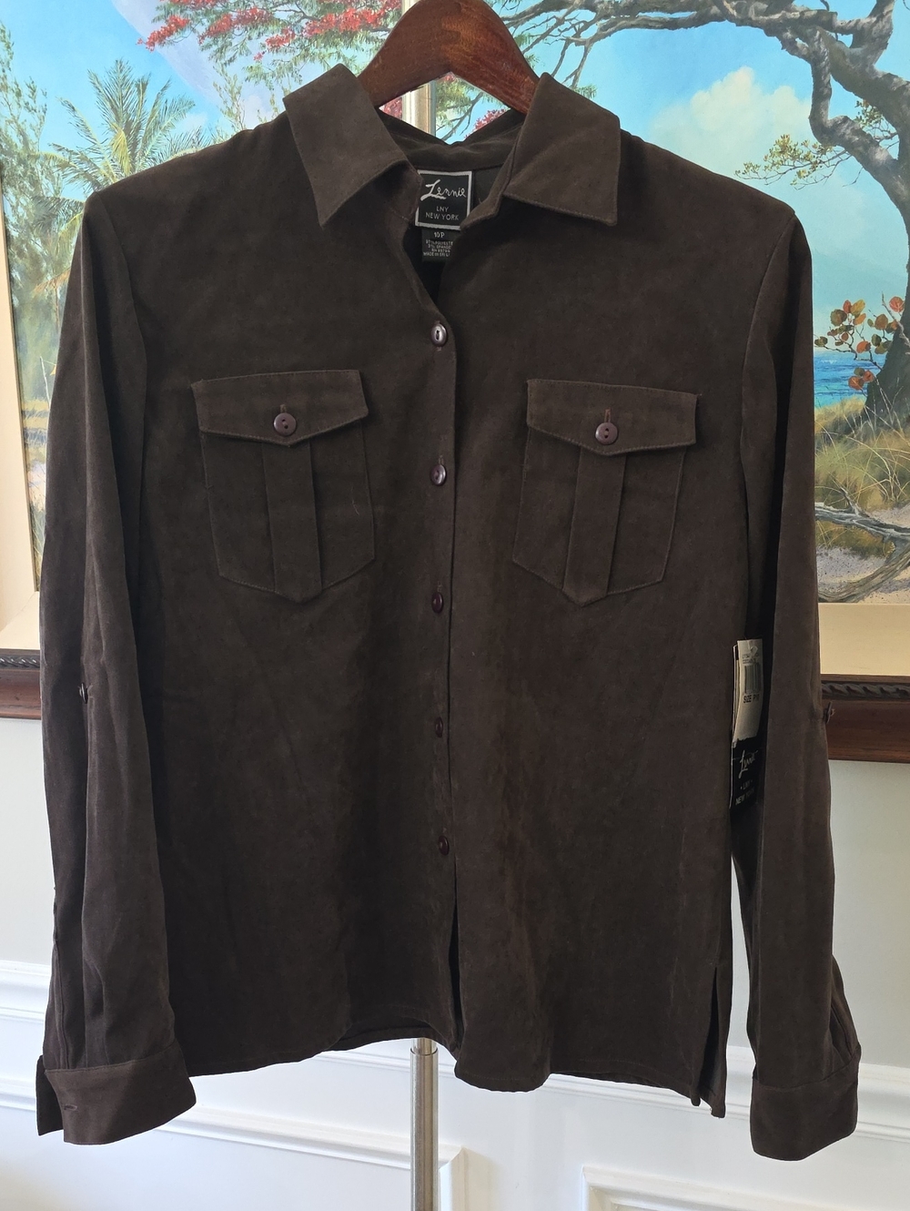 Lennie Women's Brown Button-Front Suede Shirt